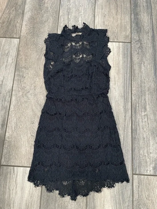 Free People Black Lace Mini Dress with High Neck - Picture 7 of 9